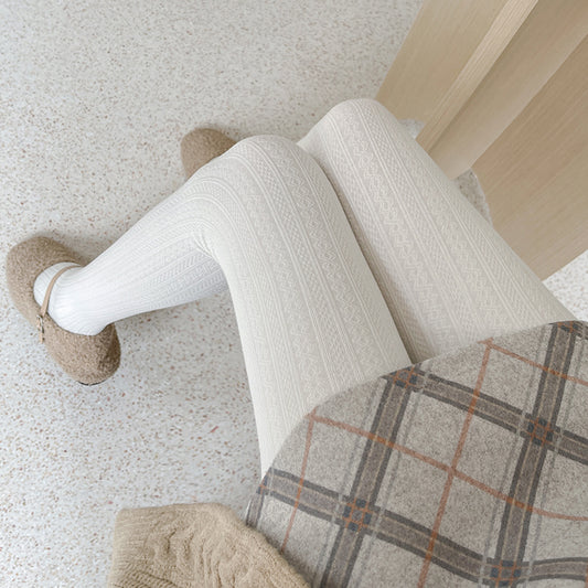 Japanese JK White Tights Autumn And Winter Thickened Oat Color