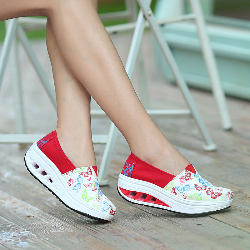 Canvas Rocking Wedge Heel Platform Korean Style Breathable Women's Shoes