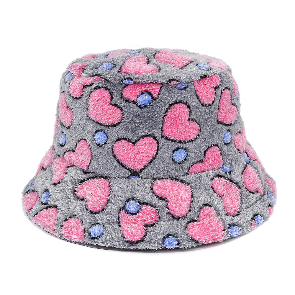 Women's Plush Cartoon Jacquard Bucket Hat
