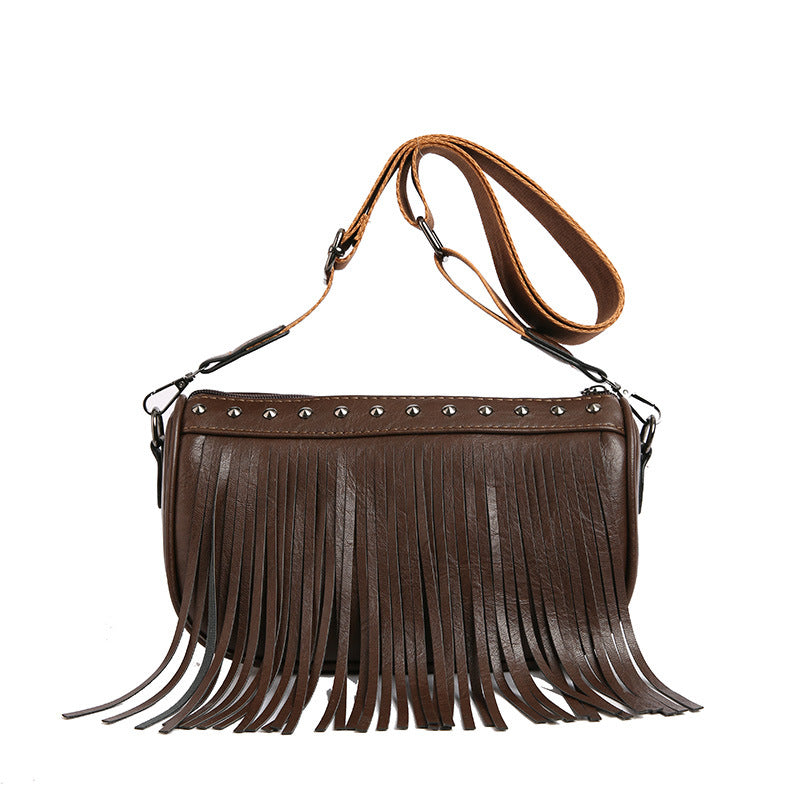 Ladies Tassel Retro Large Capacity Shoulder Bag