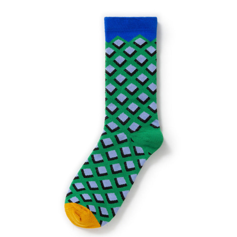 Retro Trendy Autumn And Winter Abstract Art Socks Europe And America Creative Combed Cotton