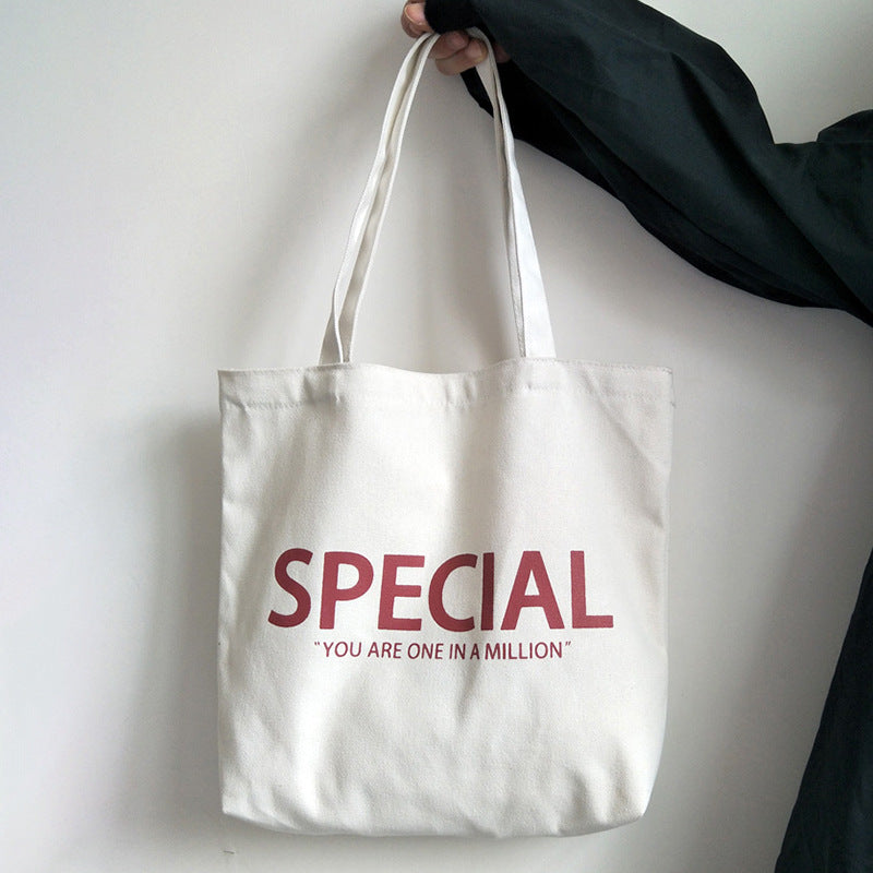 Spring Korean Cartoon Canvas Bag Women'S Single Shoulder Diagonal Simple And Creative Student Canvas Bag School Bag