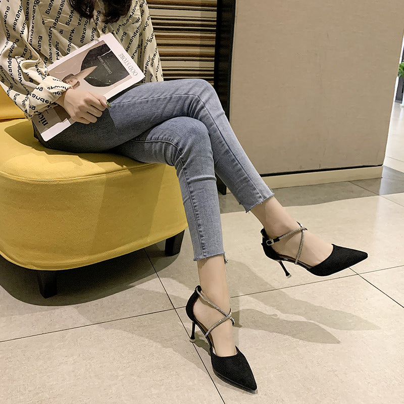Stiletto Rhinestone Simple And Fashionable High Heels
