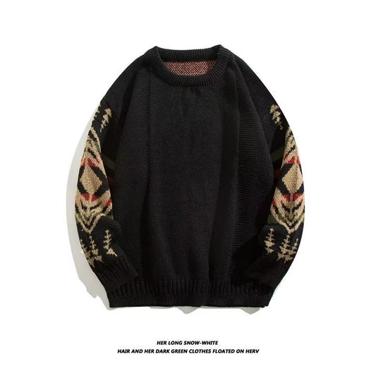 Rundhalset sweater til mænd, doven personlighed, teenagere, strik i bomuld