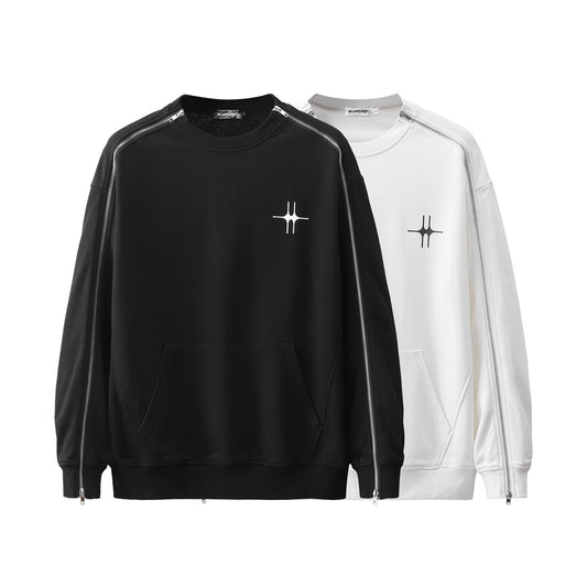 Zipper Decorations Letter Print Pullover Sweater