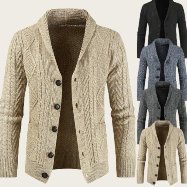 Fashionable Loose-knit Thickened Men's Sweater Coat