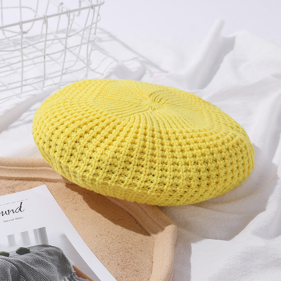 Popular Macaron Color Knit Beret Hat Women