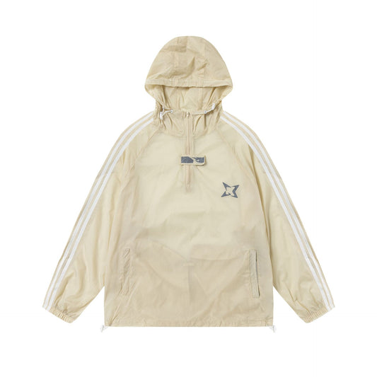 Men's Long-sleeved Loose Half-zip Hooded Jacket