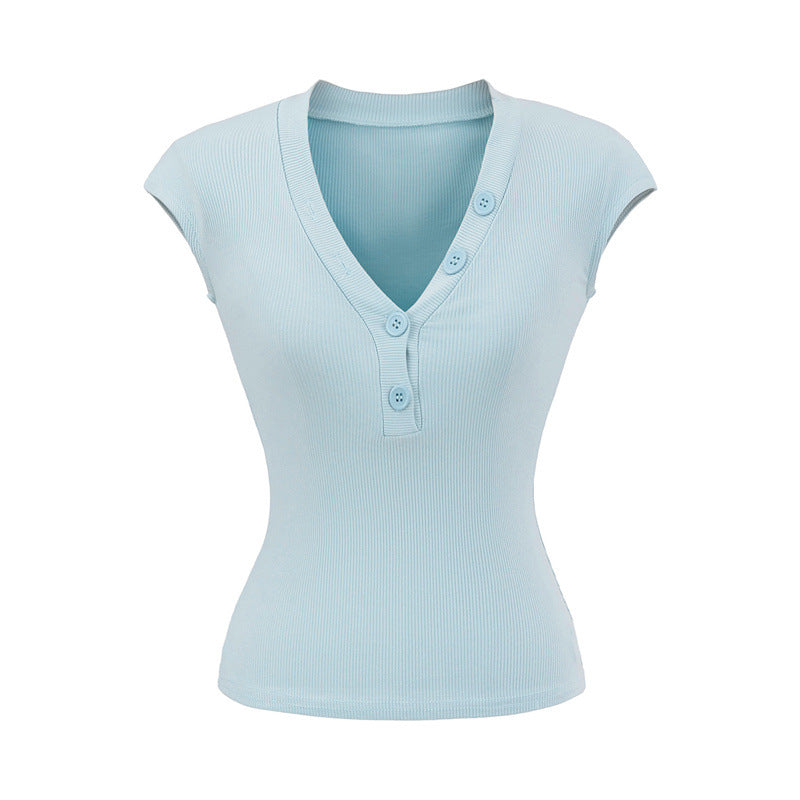 Fashionable Cool V-neck Slimming Short Sleeve T-shirt