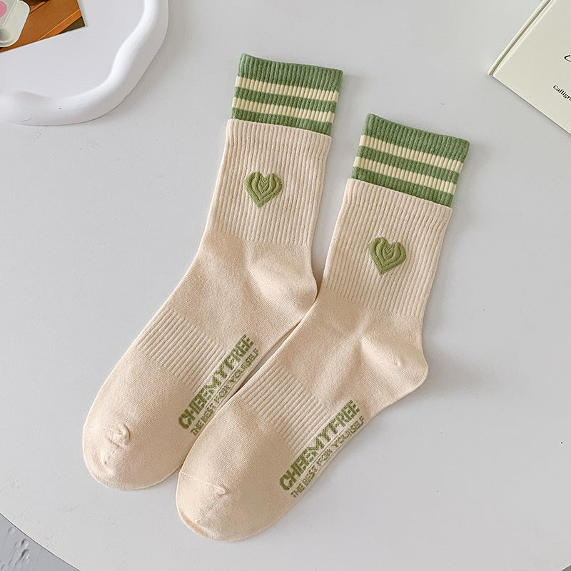 Women's Patchwork Striped Printed Mid Length Socks