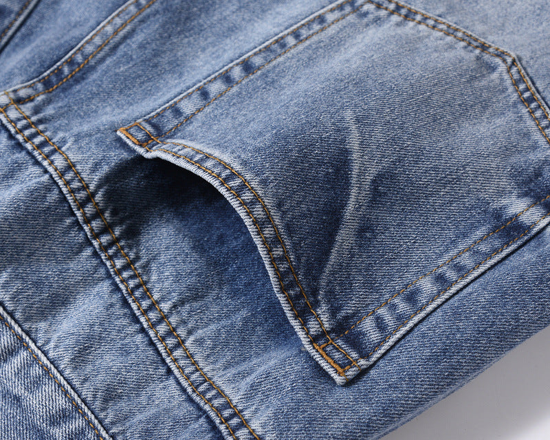 Patchwork Worn Cat Whiskers Denim Beggar Pants