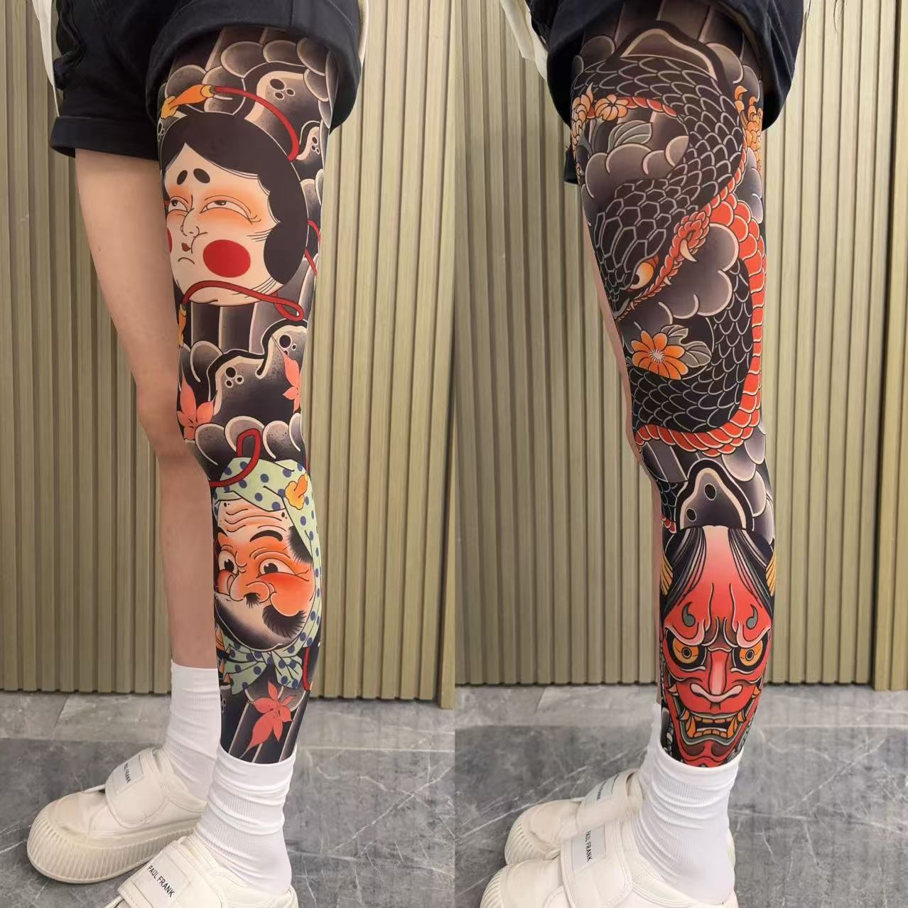 Tattoo Embroidery For Stockings Faded Single Tube Japanese Style