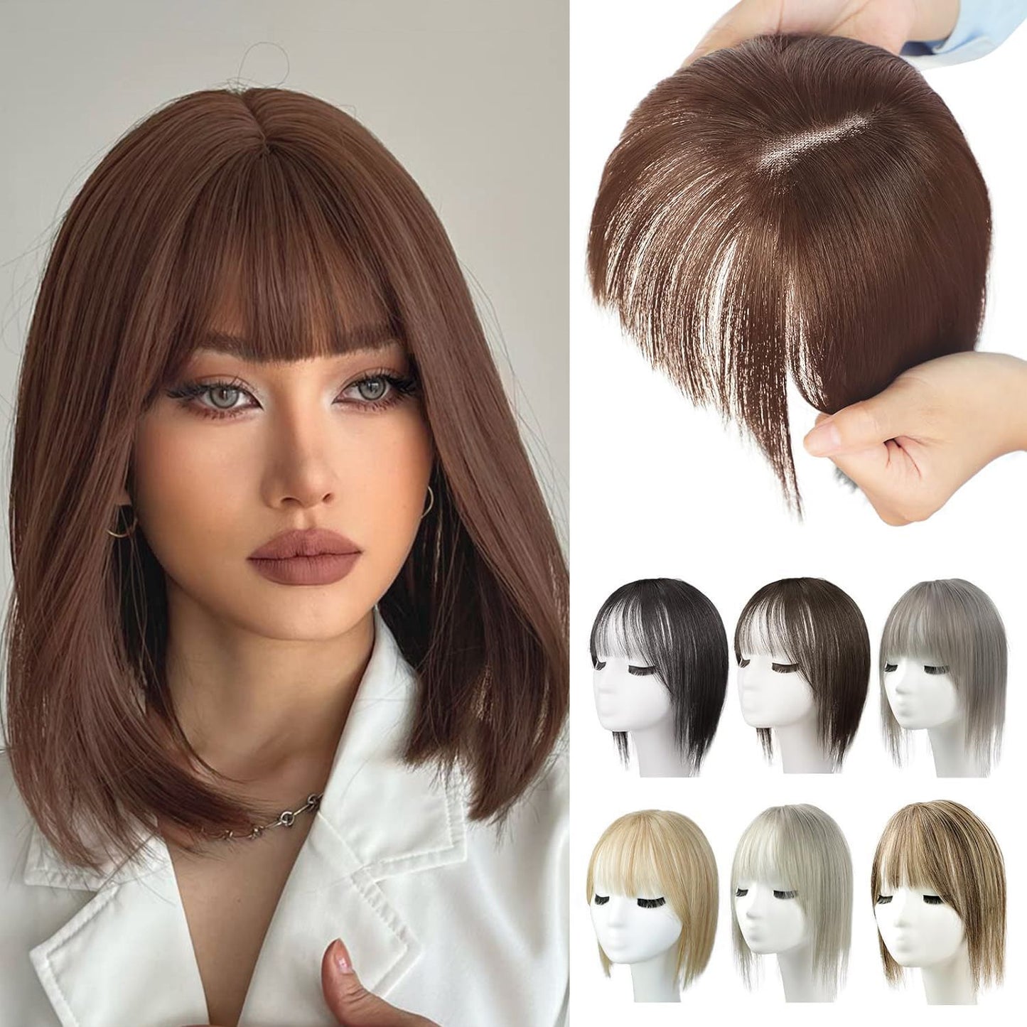 Wig Women's Natural Lightweight Breathable Cover Gray Hair Invisible