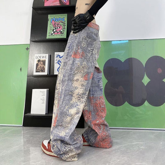 Digital Printing Women's Straight Pattern Pants