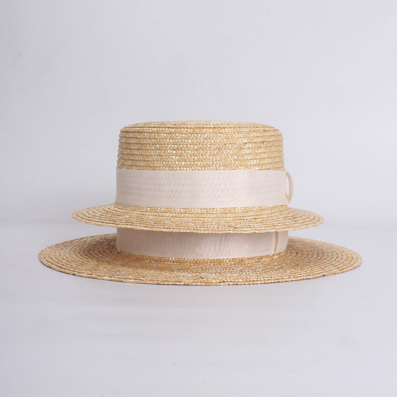 Flat Top Holiday Couple Ladies Straw Sun Hat