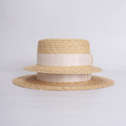 Flat Top Holiday Couple Ladies Straw Sun Hat