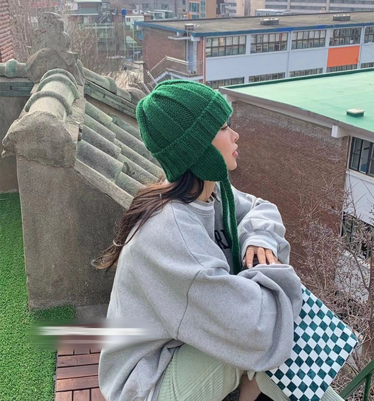 Keep Warm Pure Color Ear Protection Knitting Woolen Cap