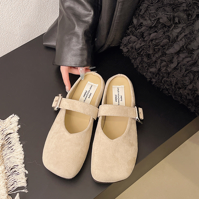 Women's Flat Beautiful Closed Toe Half Slippers