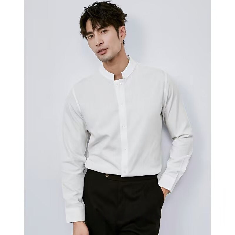 Casual Chinese-style Artistic Long-sleeve Mandarin-collar Shirt