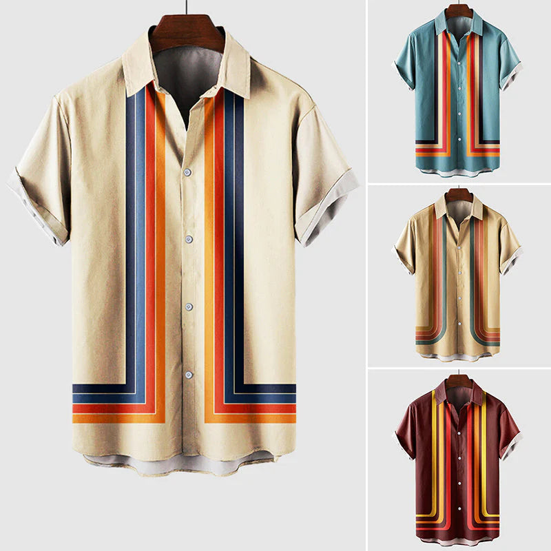 Printed Trend Loose Short-sleeved Shirt Men's Top