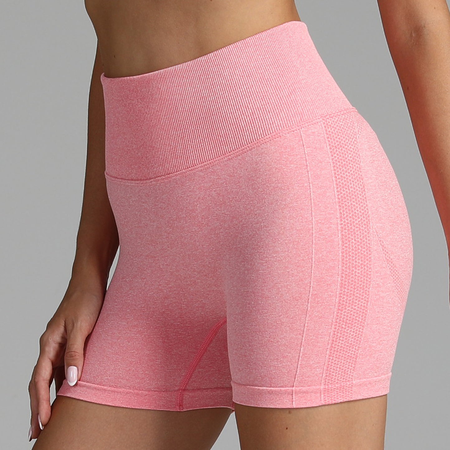 Sømløse yogashorts til kvinder ensfarvede højtaljede hofteløftende fitnessbukser løbetræningsbukser