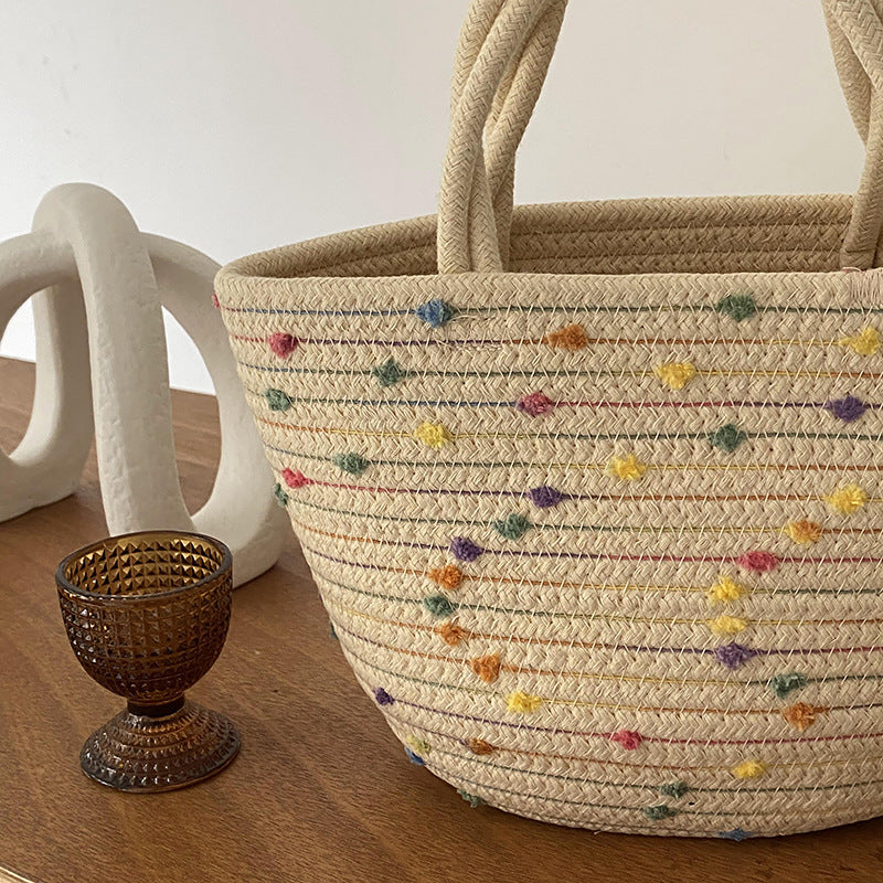 Women's Colorful Woven Straw Handbag