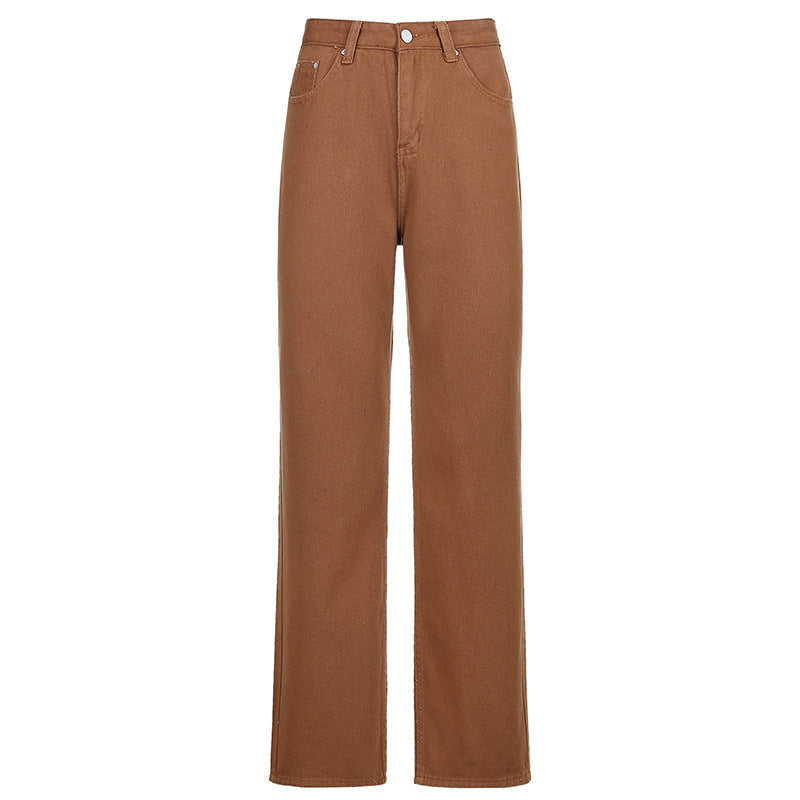 Amazon Women's Solid Color Low-rise Straight-leg Jeans