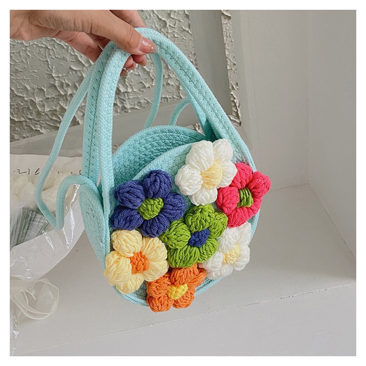 Summer New Cotton String Women's Woven Bag Flower Bag Fresh One-shoulder Portable