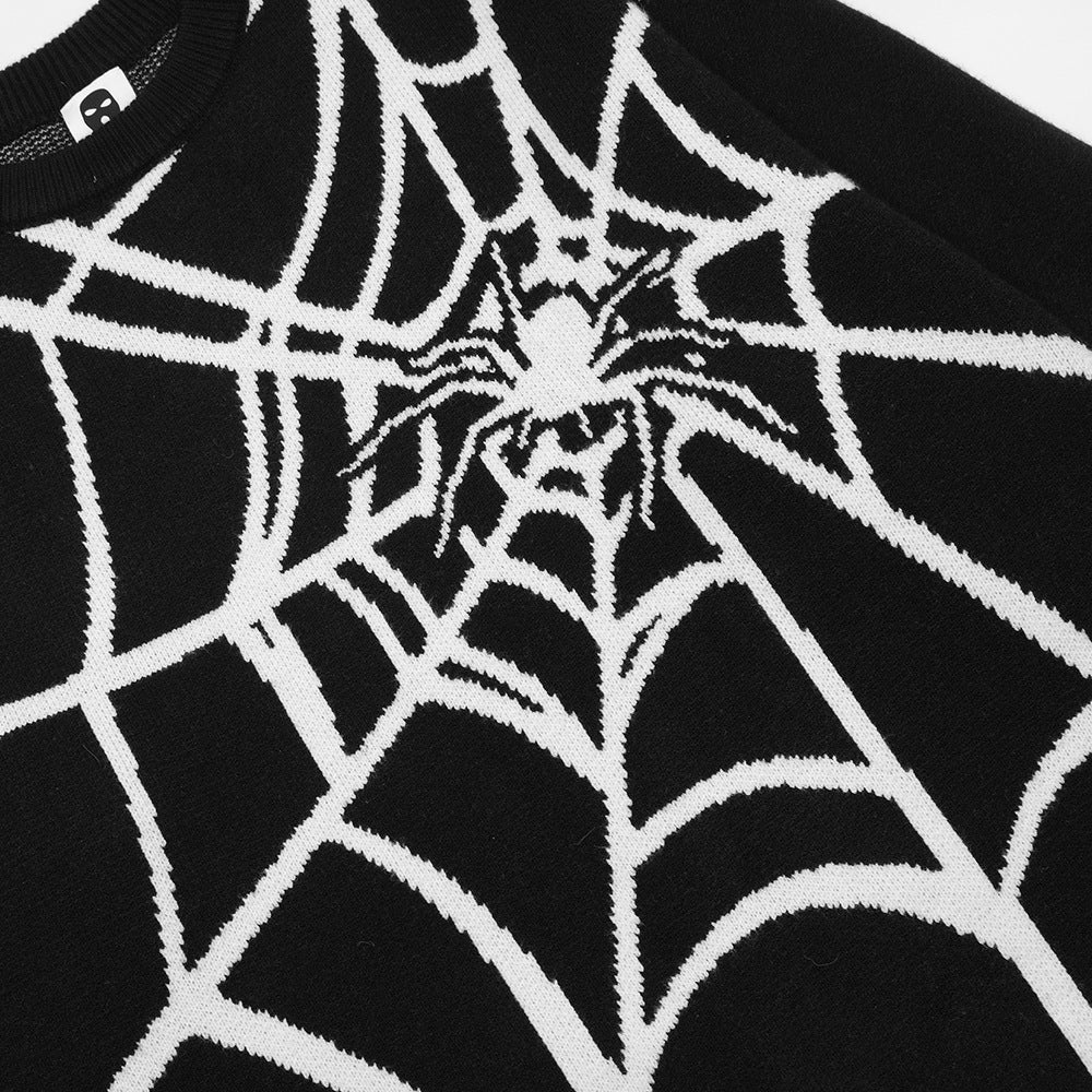 Spider Web Jacquard Knitted Sweater For Men