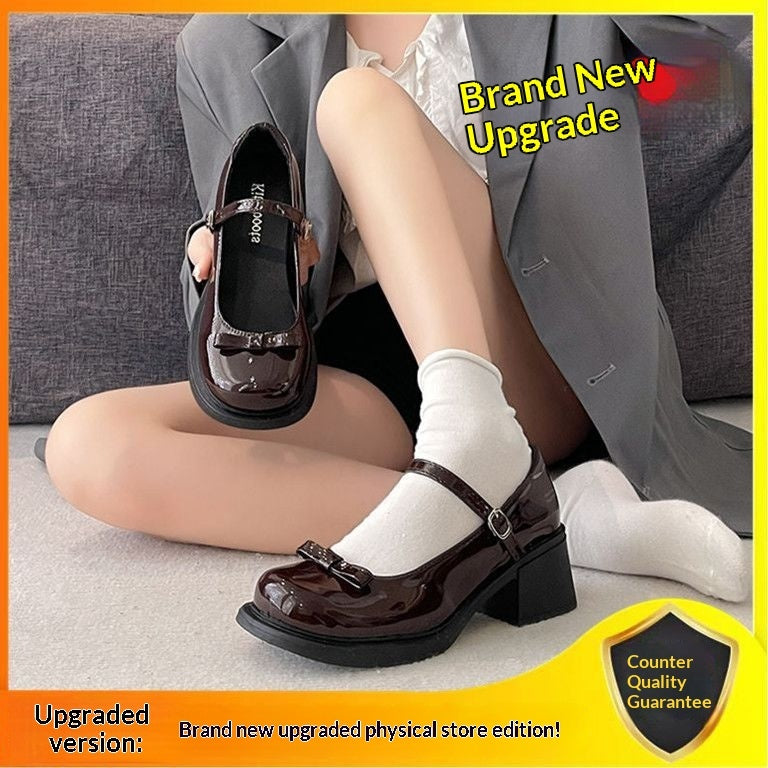 French-style Bow Mary Jane Leather Shoes For Women