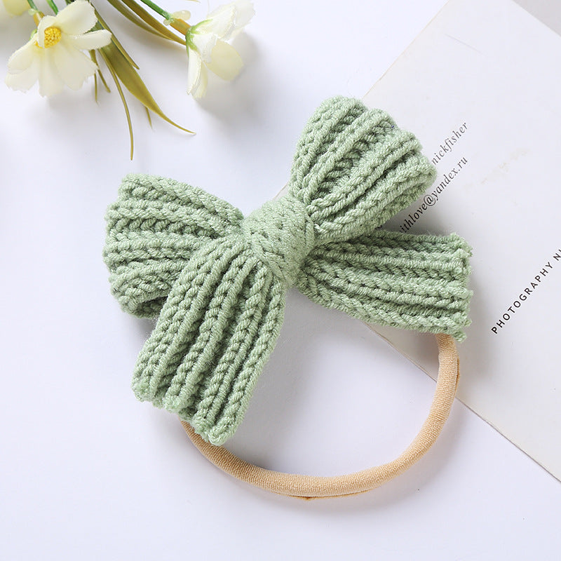 European And American Wool Bow Baby Nylon Hair Band