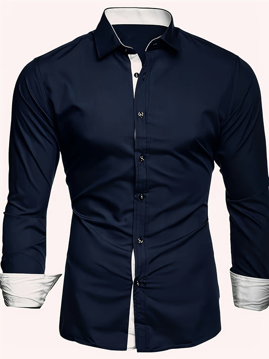 Cool And Casual Long-sleeved Shirt In Contrasting Colors For A Teenage Man