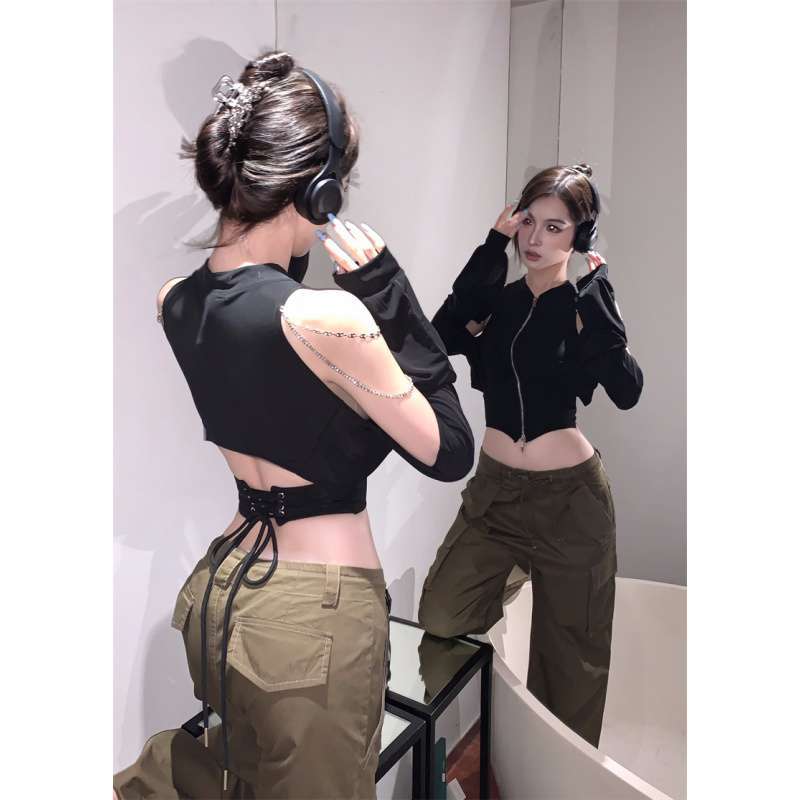 Black I-shaped Knitted Camisole For Women