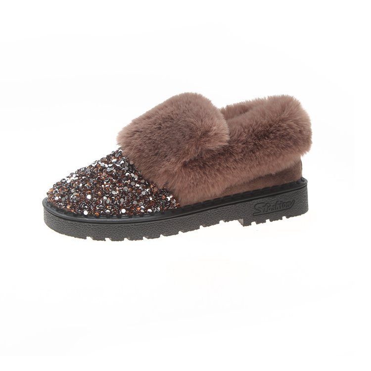 Fashion All-match Soft-soled Sequined Snow Boots Women's Fur In One