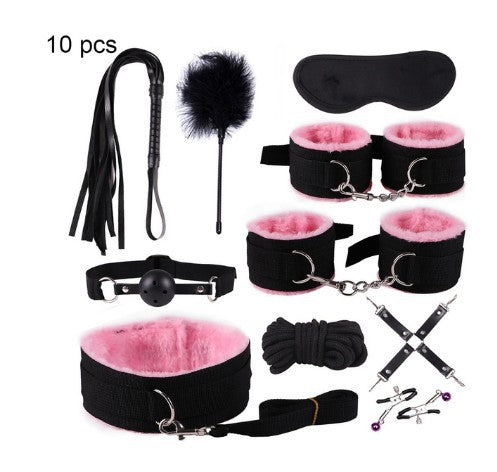 Non Leather Plush HandcuffsWhip And Ribbon Suit