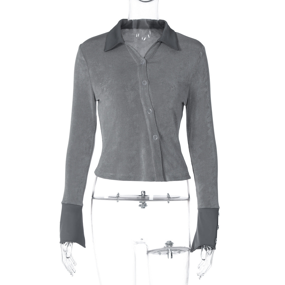Fashion Solid Color Bottoming Cardigan Button Top