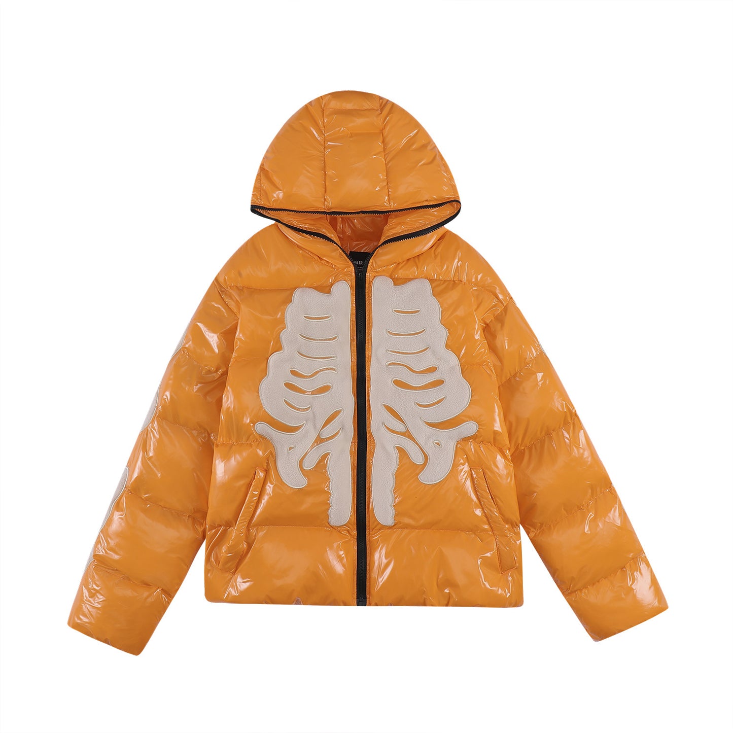 Men's Embroidered Leather Hooded Cotton Coat