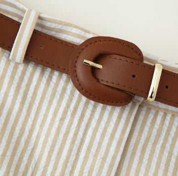 Summer Stripes Belt Casual Culottes