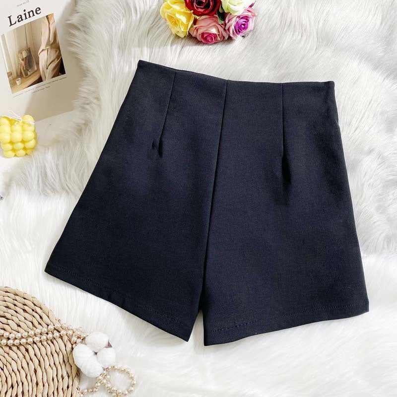 Women's Solid Color Simple Black Elastic Shorts