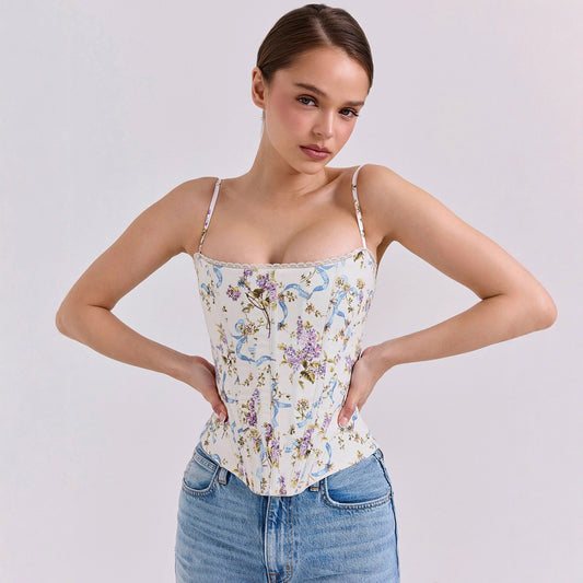 Allure-meets-sexy  High-contrast Fishbone-waist Top