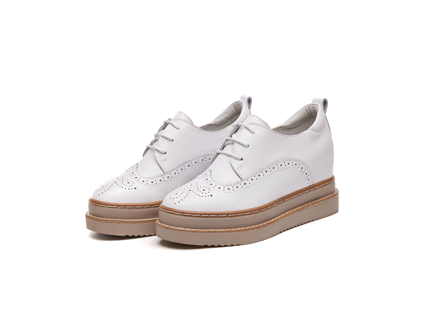Spring Genuine Leather Platform Hidden Heel Lace-up Leisure Platform Women's Shoes