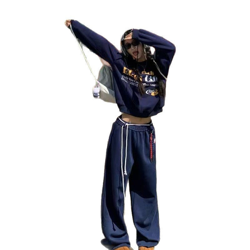Retrostyle Women's Sportswear Set Loosefitting Casual Crewneck Hoodie And Trousers