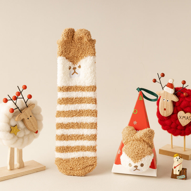 Three-dimensional Cartoon Soft Home Floor Socks In The Tube