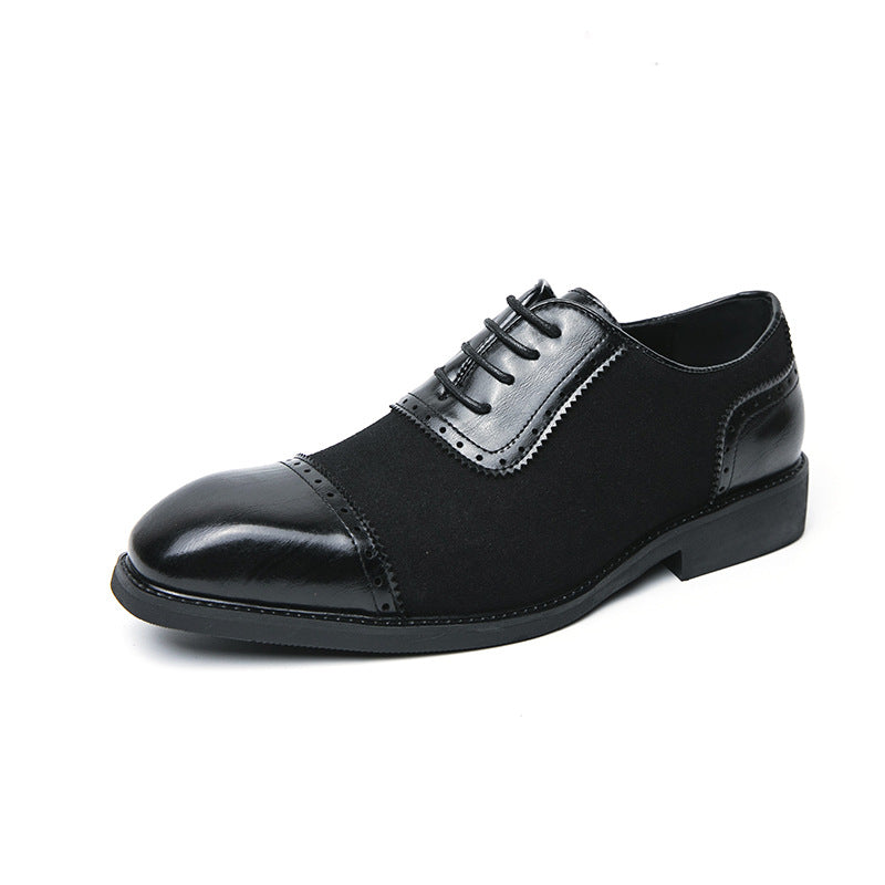 Men's Thick-soled Raised Round Toe Lace-up Business Leather Shoes
