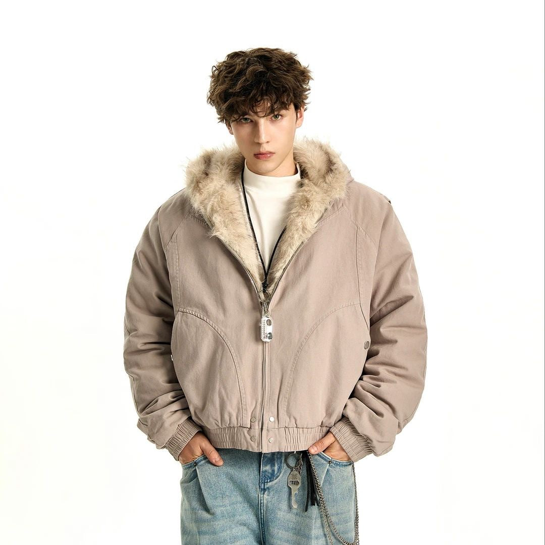 Thickened Keep Warm New Hooded Loose Furry Coat