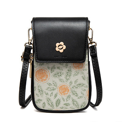 Women's Korean Style PU Printed Zipper Buckle Crossbody Bag