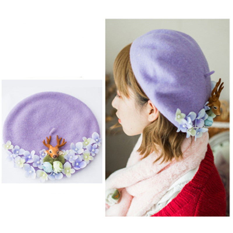 Women's Fashion Handmade Flower Beret Hat
