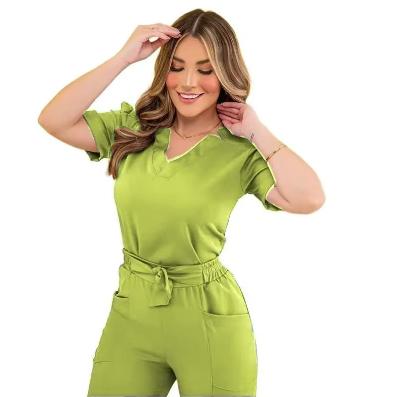 Women's Short Sleeve Hand Washing Suit Beauty Work Clothes