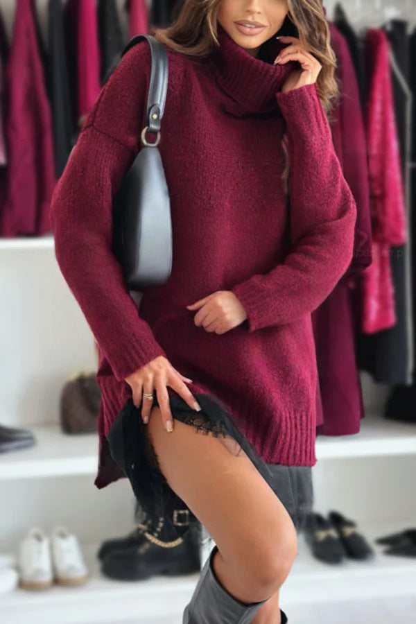 Solid Color Long Sleeve Round Neck Top