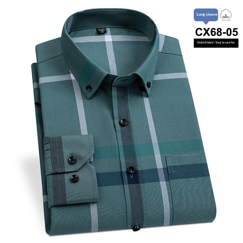 Mens Slim-fit Cotton Oxford Striped Business Shirt With Pockets